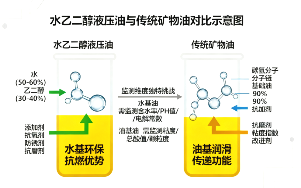 水乙二醇液壓油的 “可監(jiān)測性” 為何成服務(wù)商亮點(diǎn)？難點(diǎn)與監(jiān)測技術(shù)一文講透